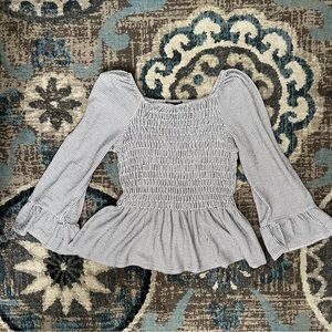 Xtraordinary Black and White Striped Peplum Girls Blouse Size L